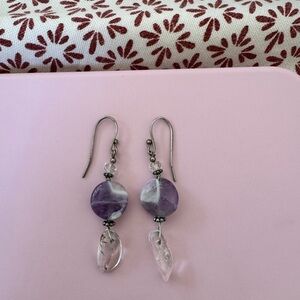 Elegant Purple and Silver Dangle Earrings
